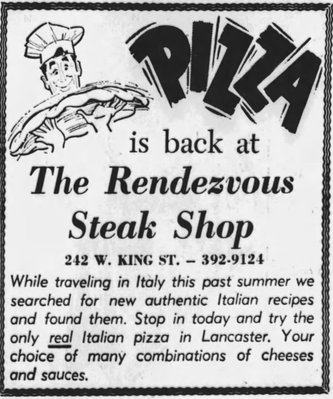 Rendezvous pizza ad